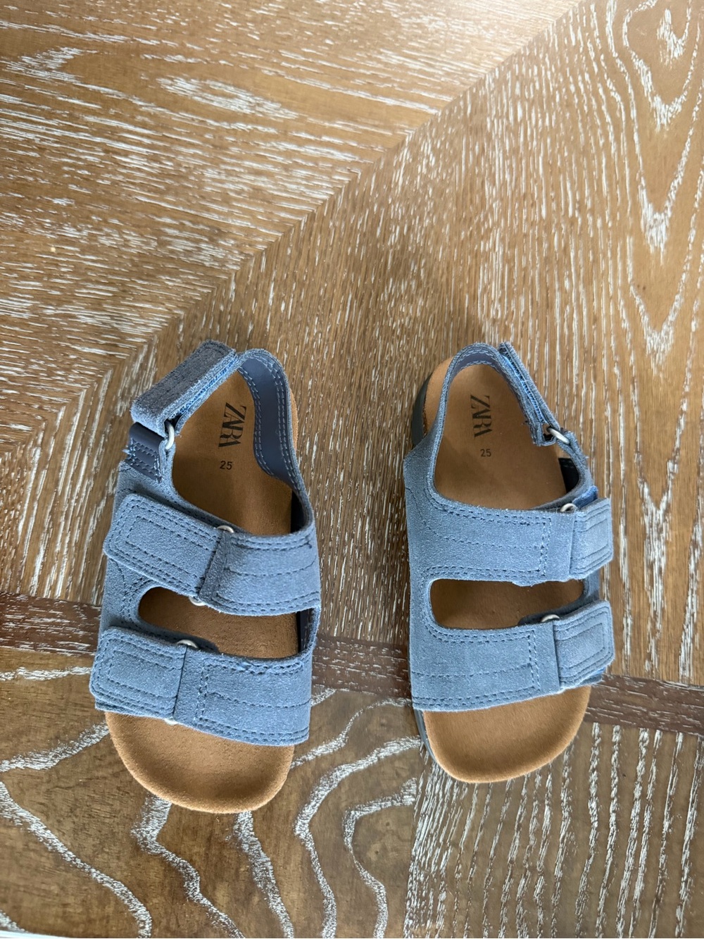 Zara Kids Blue Suede Double Strap Sandals Zara size 25 is US 8.5-9 toddler